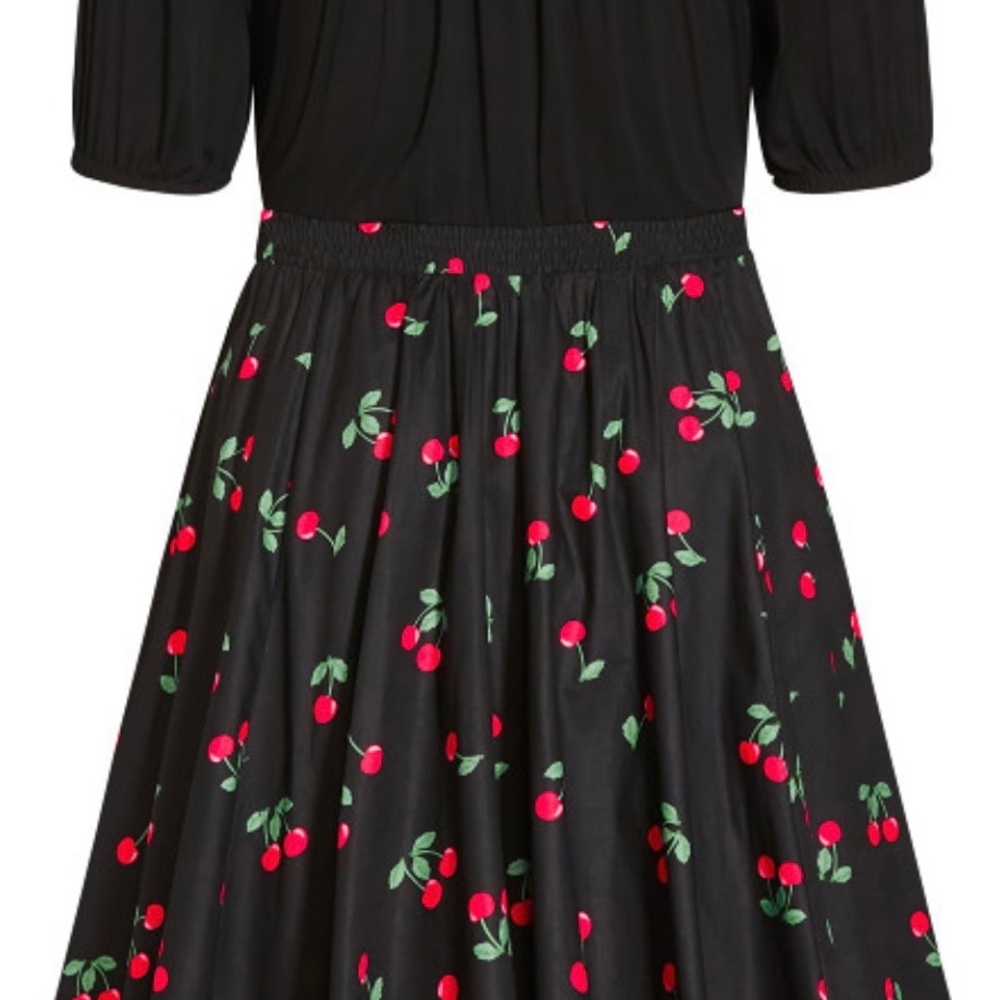 City Chic Black Cherry Print Midi Dress XXL/24 - Picture 4 of 4